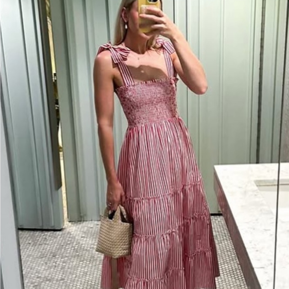 Maxwell and Geraldine BROOKE Striped Red Maxi Dress Small - Picture 5 of 9